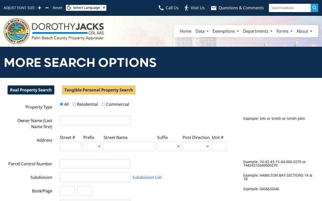 PAPA advanced owner and address search for Greenacres records