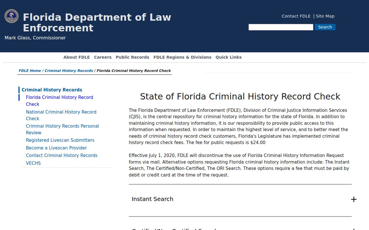 Greenacres resident lookup through Florida criminal history options