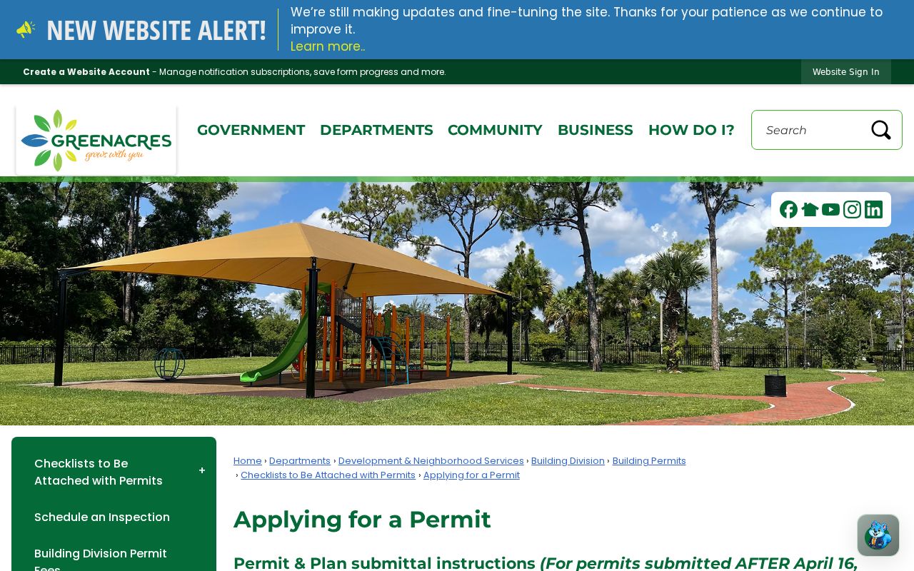 Current Greenacres permit application instructions for address records